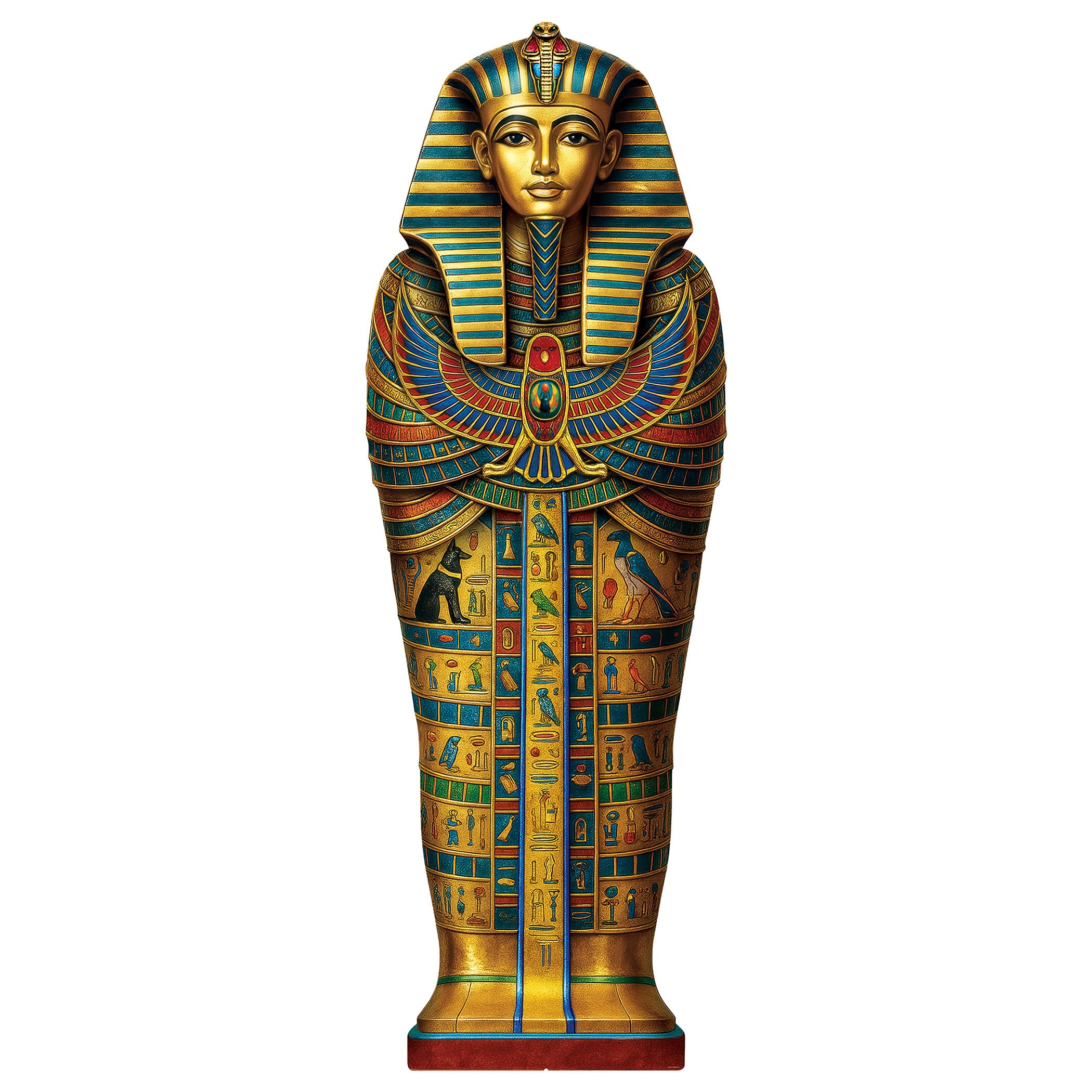 Beistle Sarcophagus Stand-Up – Freestanding Egyptian Pharaoh Tomb Decoration, Cardboard Ancient Egypt Cutout Prop with Easel for Halloween, Archaeology Themes & Historical Event Décor, 6' 3¾" x 26"