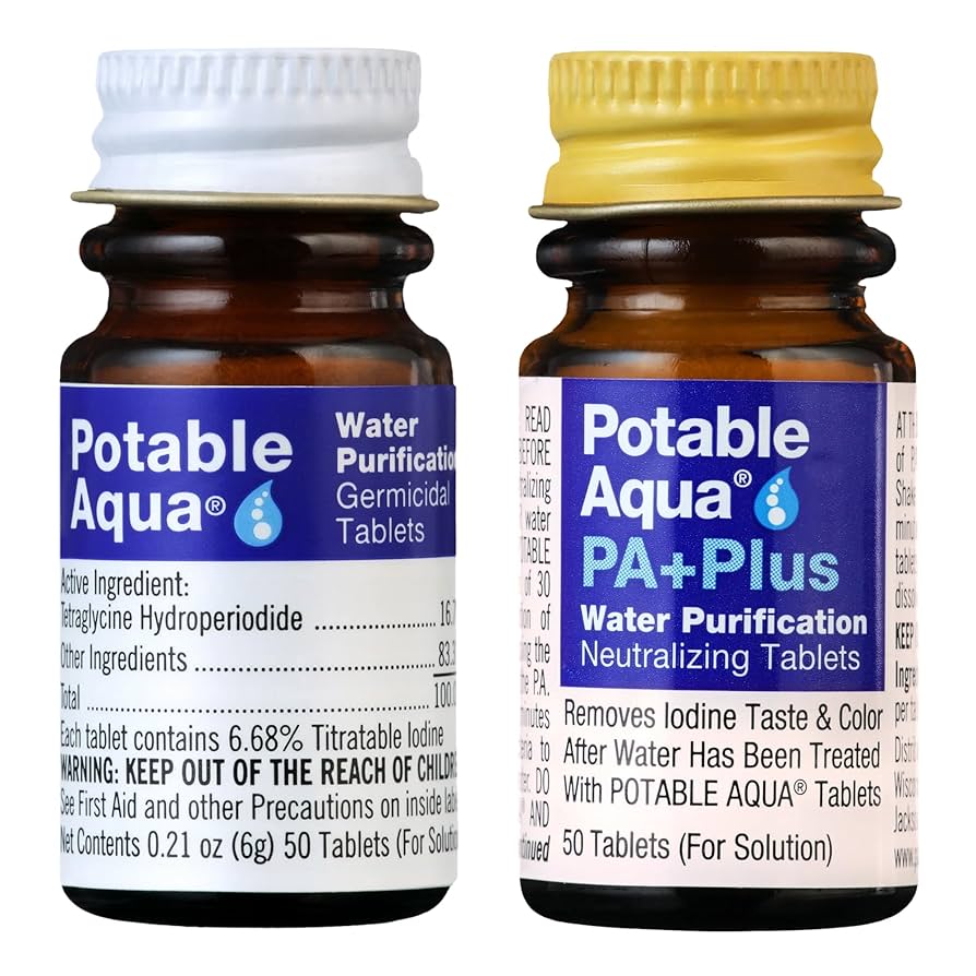 Best water purification tablets for camping and hiking displayed on outdoor gear