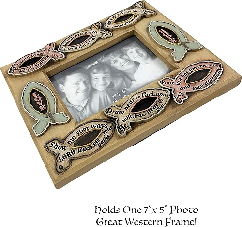 Miniatura 5 de Urbalabs - Marco de fotos de familia cristiana con cruz y esperanza religiosa occidental, decoración de campo, 7 x 5 pulgadas, regalos rústicos,