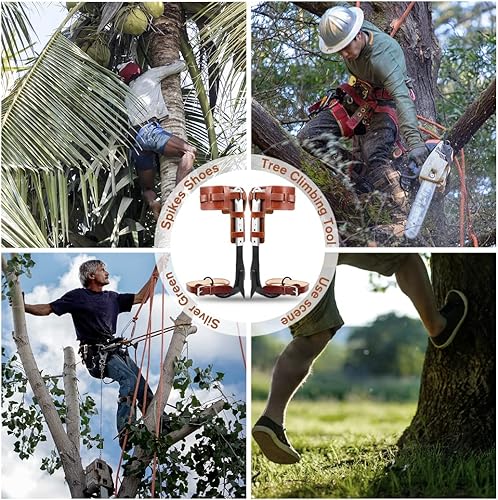 Miniatura 5 de Juego de picos de escalada de árboles, equipo de escalada de árboles de cuero, herramienta de escalada ajustable, pedal antideslizante para recoger