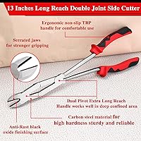 Vista 2 de Alicates de corte de alambre de doble pivote XL de largo alcance, cortadores laterales de doble articulación, alicates de corte de acción compuesta