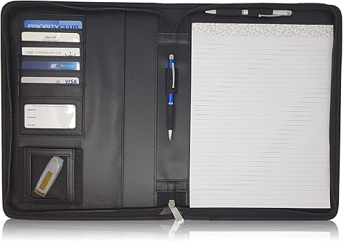 Cartera de negocios de piel sintética con cremallera, color negro, para hombres o mujeres, incluye bloc de notas de 8.5 x 11 pulgadas y caja de disponible en Yaxa Colombia