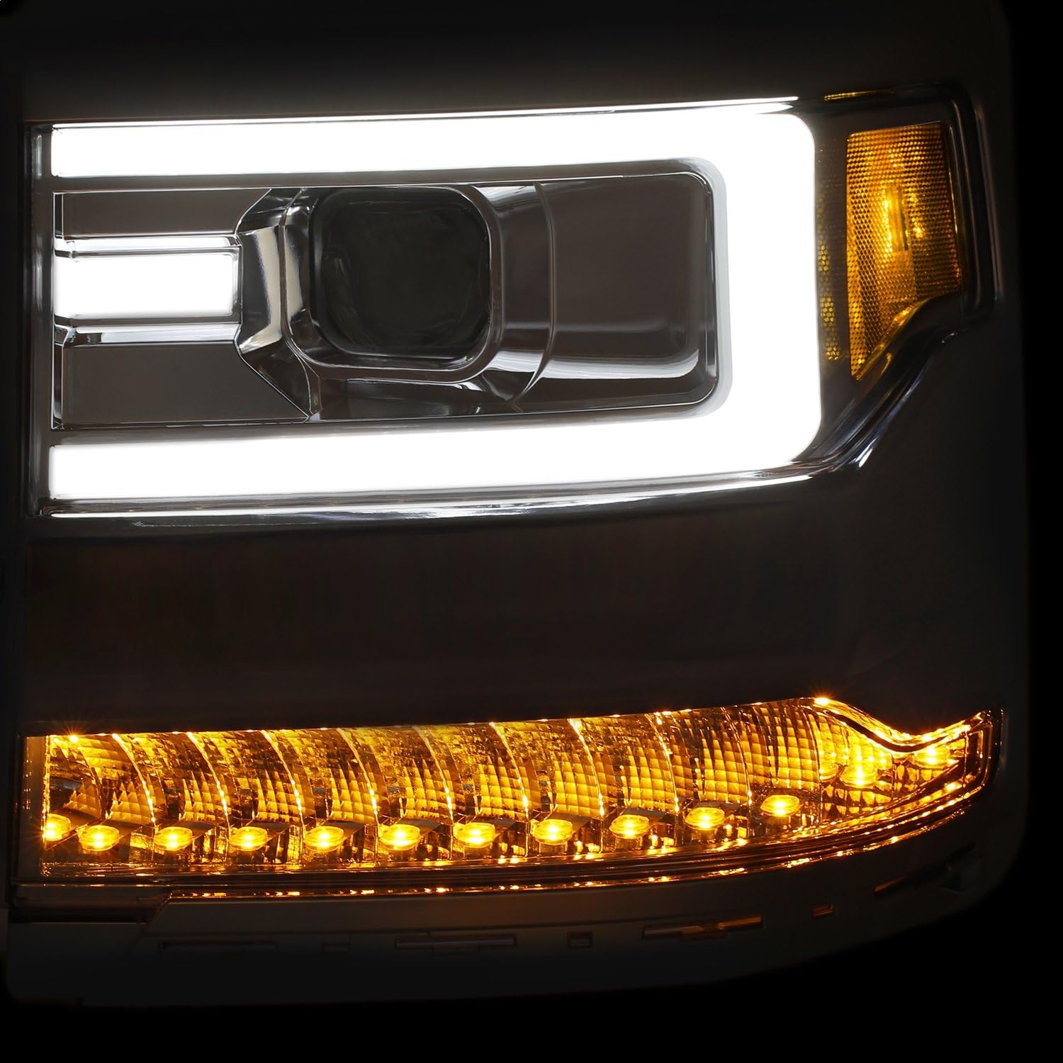 Bеѕt Dеаl Anzo USA 111376 CHEVY SILVERADO 1500 16-18 PROJECTOR HEADLIGHTS W/PLANK STYLE CHROME W/AMBER SEQUENTIAL TURN SIGNAL