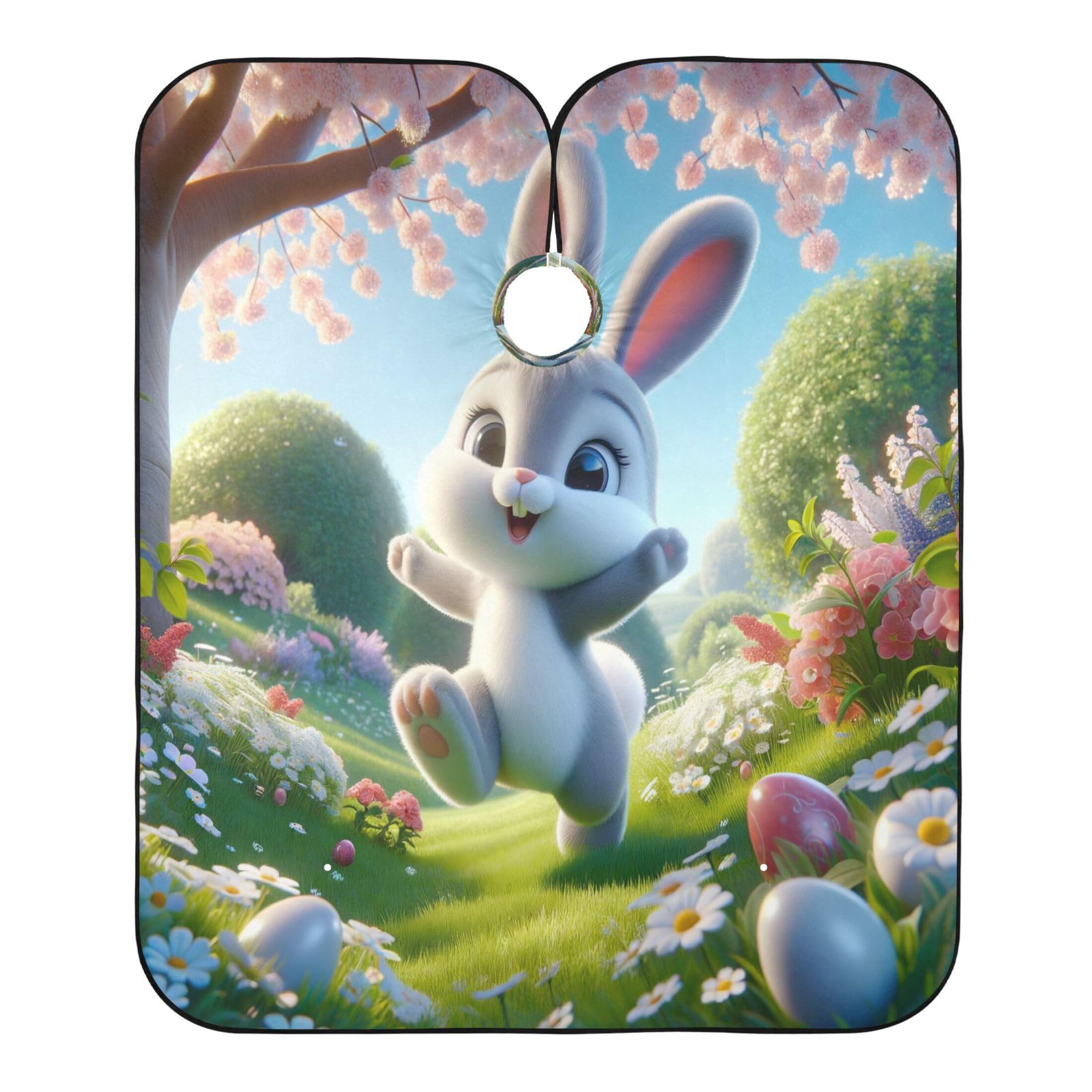 Takiito Easter Bunny Barber Cape for Men, Waterproof Haircut Cape Hairdressing Cape Beard Apron Cape for Salon Home Use, 55x65 in