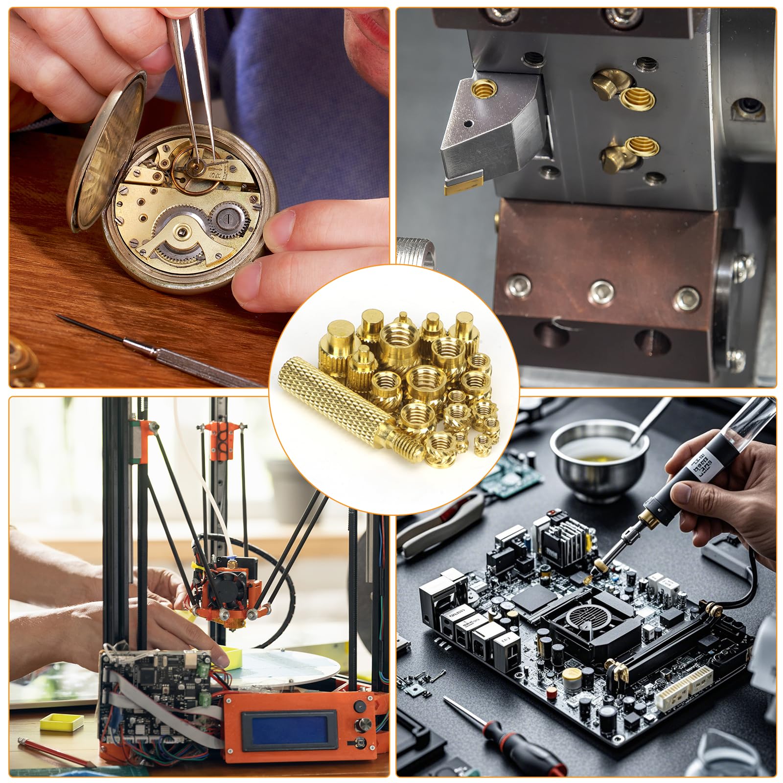 Inserti Filettati a Caldo M2 M3 M4 M5 M6 1/4-20, Dadi in Ottone con Strumento di Inserimento Termico per Stampa 3D