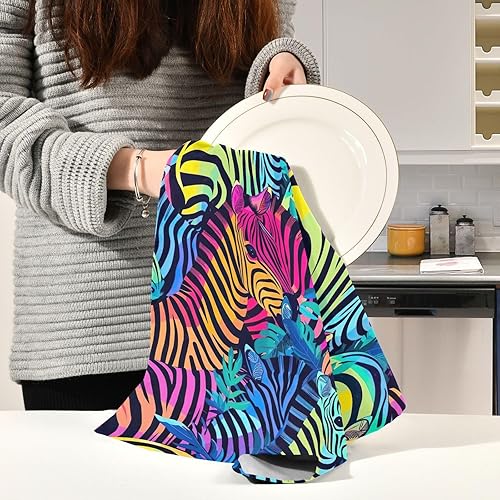 Miniatura 6 de Retro Neon Zebra - Juego de toallas de cocina a granel de 28 x 18 pulgadas