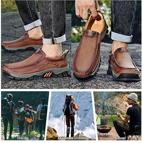 Chaussures De Randonnée Sans Lacets Pour Hommes - Confort Pieds Larges - Semelle Antidérapante - Mocassins Style Outdoor - Taille 38 à 48
