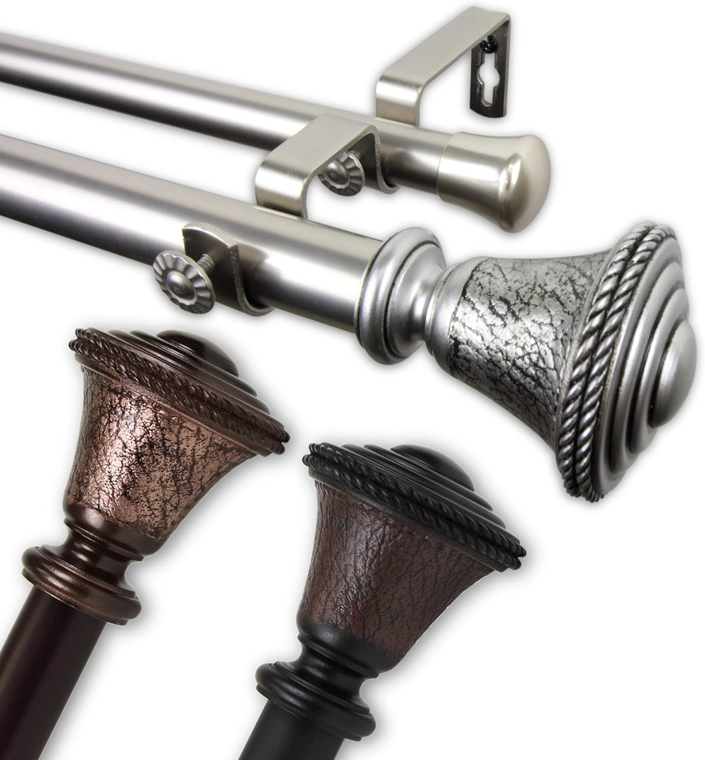 Sheridan 1 inch Diameter Adjustable Double Curtain Rod Black 66 to 120 inches N/A