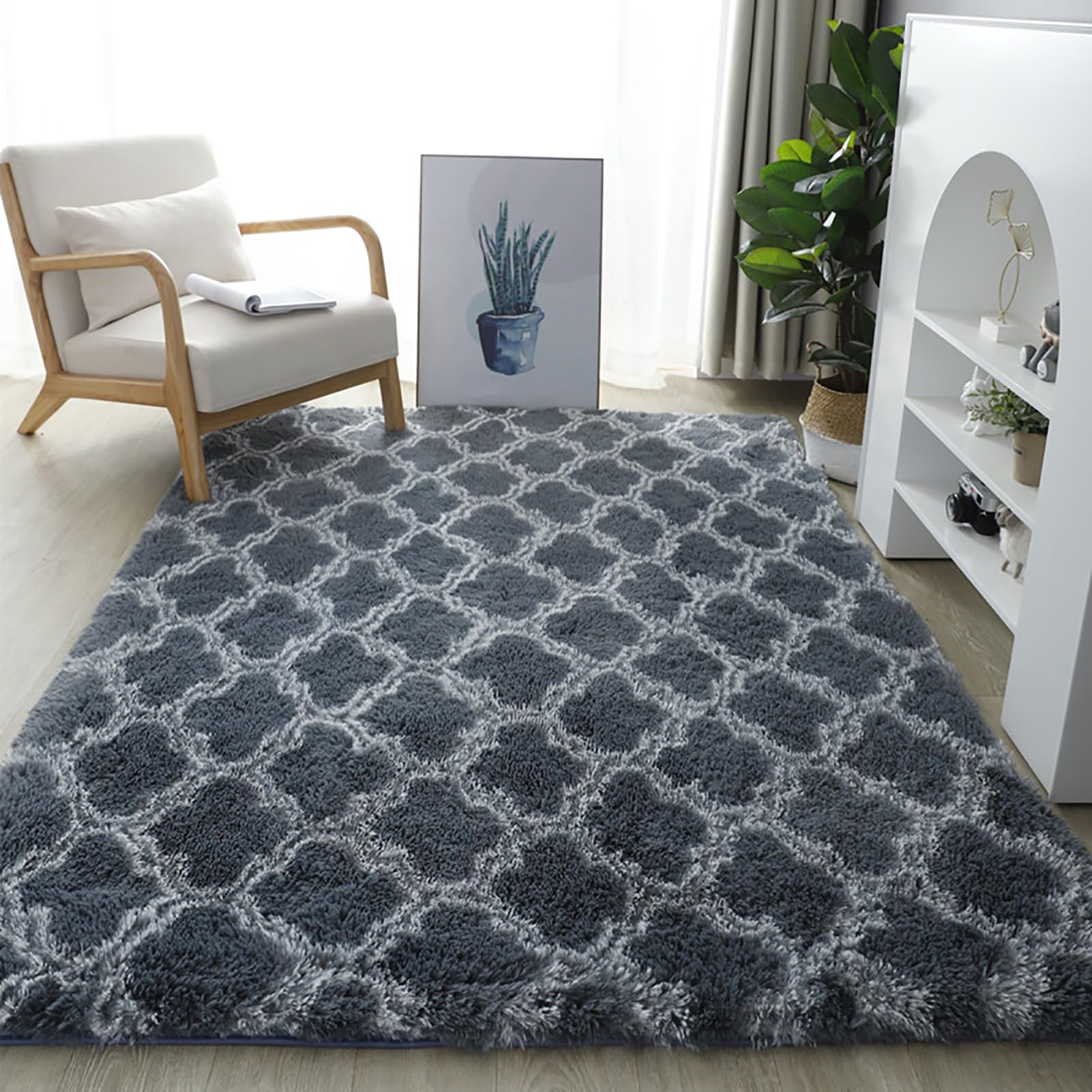 Tapis doux et lavable en machine, grand confort antidérapant pour chambre et salon