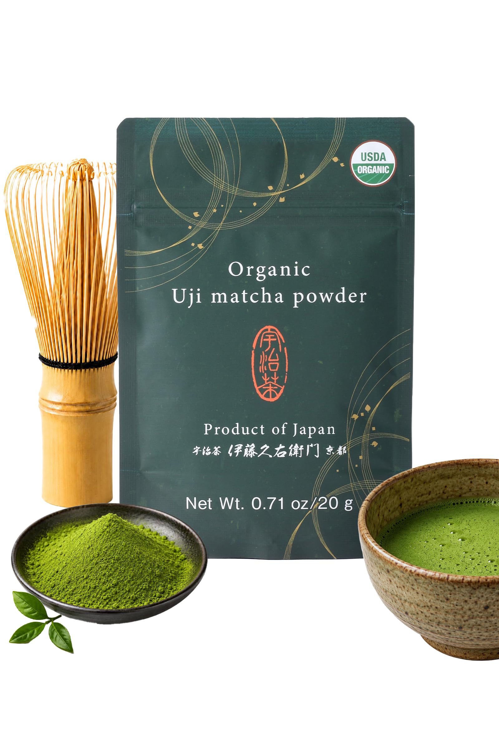 ITOHKYUEMON Organic Ceremonial Grade Matcha, First Harvest Uji Matcha from Kyoto Japan, USDA & JAS Certified, Yabukita Single Cultivar, 23-Day Shade-Grown, Single-Origin Ujitawara, Since 1832 (20g / 0.70oz Tin)