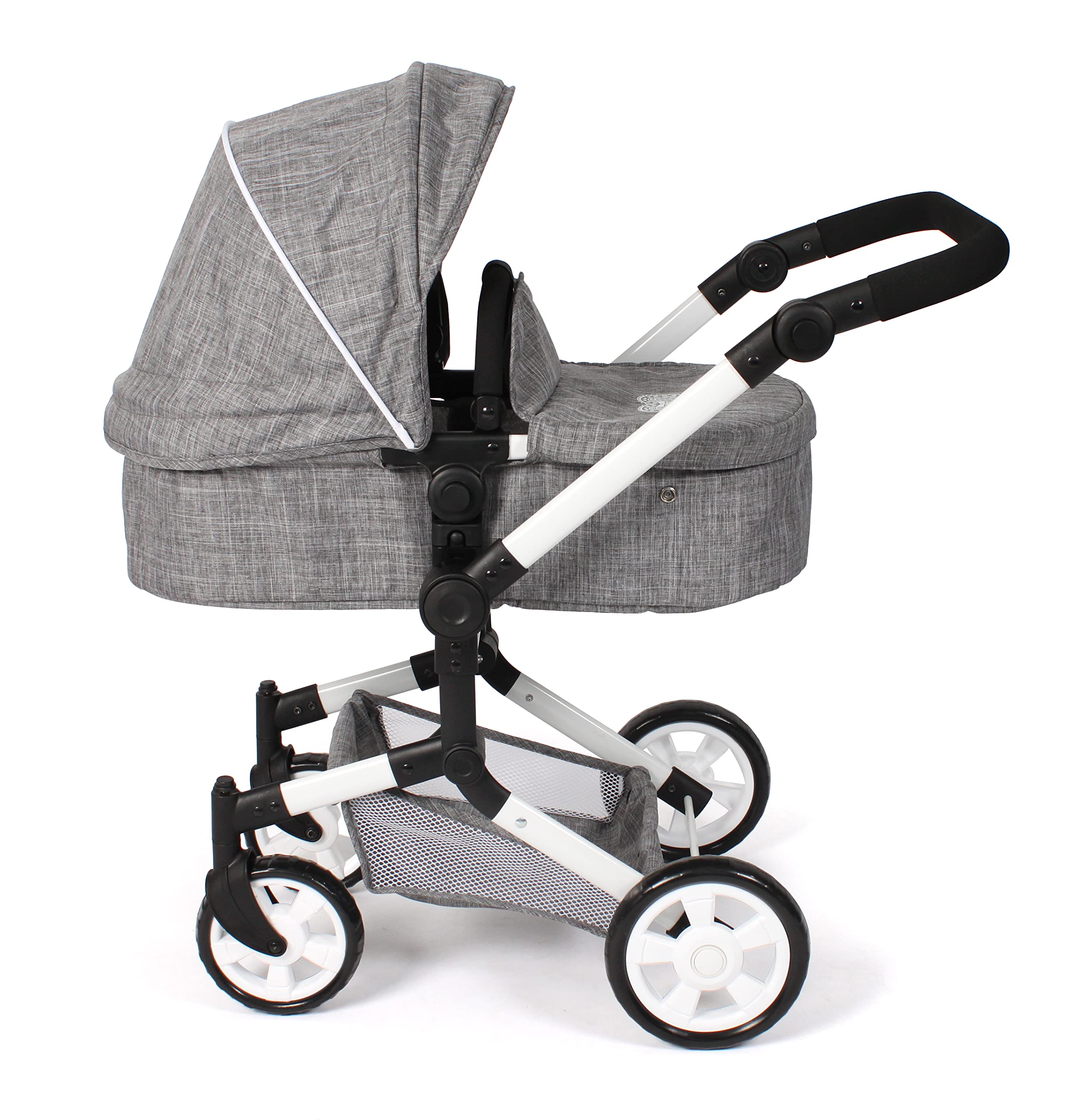 Bayer Chic 2000 Poussette poupée 3 en 1 Linus Pliable réglable | Set 3 en 1 avec nacelle transformable et siège auto, poignée réglable de 47 à 78 cm.