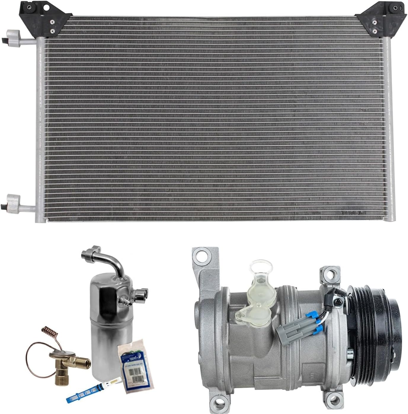 Replacement A/C Compressor Kit designed for Cadillac Escalade ESV (6.0L V8) 2004 - For models without rear A/C, 2-Bolt Hose Mount