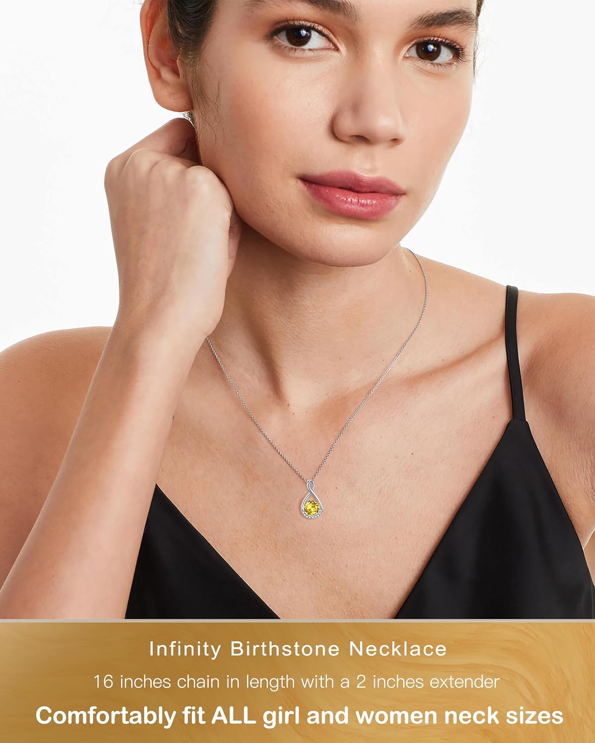Genuine Birthstone Infinity Necklace for Women, Birthday Gifts for Her, Minimalism Style Jewelry for Everyday Wear