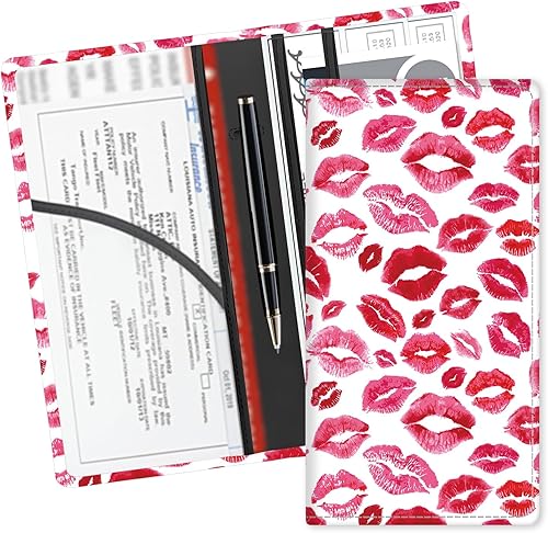 Miniatura 16 de Soporte de cuero para tarjetas de registro y seguro de automóvil, bonitos accesorios de automóvil, guantera de vehículo, organizador de automóvil