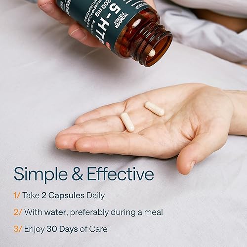 Miniatura 6 de 5 HTP 200mg - con vitamina B6 100 mg, Gotu Kola - Suplemento de bienestar para mujeres, hombres - 2X potencia de 5HTP 100mg, 4X de 5-HTP 50mg -