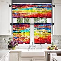 Vista 210 de Cenefas de cocina modernas con patrón de cobre marrón dorado para ventanas, cenefas opacas abstractas de marcas de arañazos y cortinas opacas