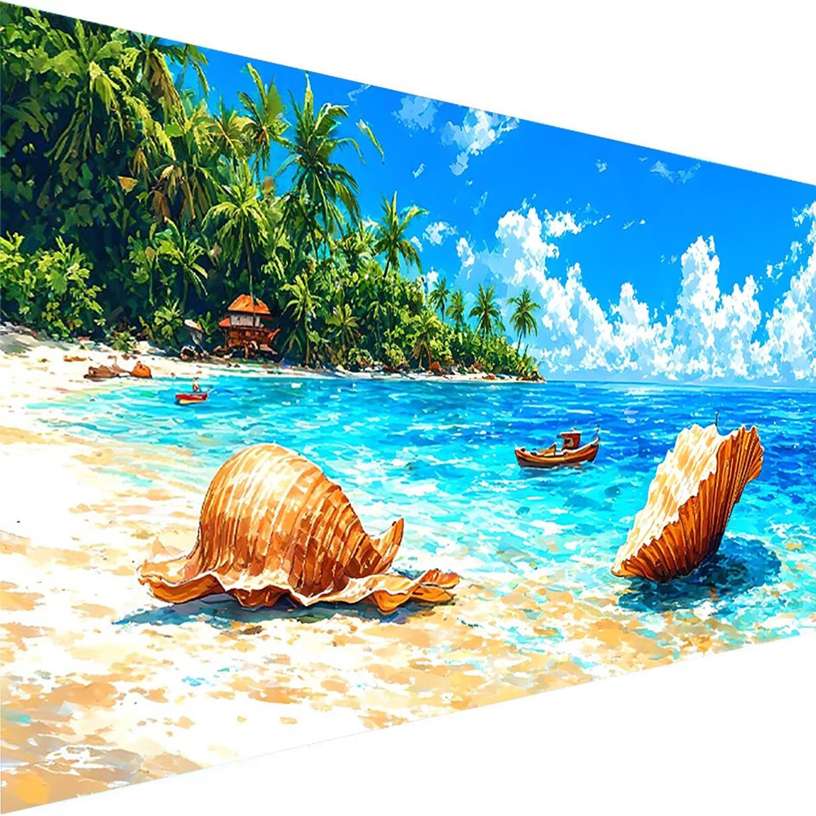 Malen nach Zahlen Kinder Landschaft, Malen Nach Zahlen Erwachsene, Geschenke für Mädchen Junge Bastelset, Malen nach Zahlen Strand | Malen nach Zahlen Ohne Rahmen, (60x120cm) Bastelset Erwachsene K-V