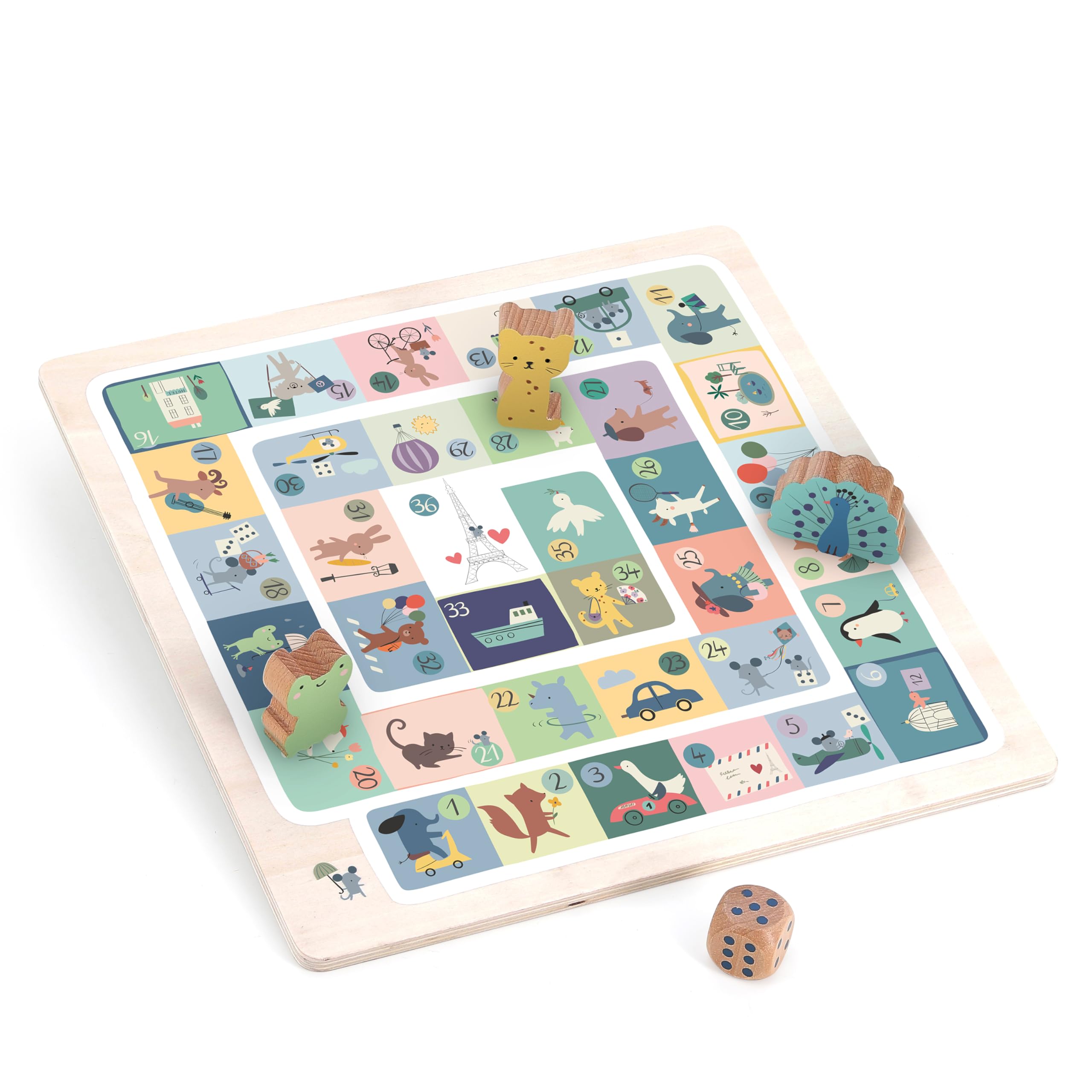 VILAC - Multi-Jeux des Tout-Petits - Sarah Betz - Jeux de Société - 1 Plateau de Jeu réversible en Bois - Jeux d'Eveil pour Enfant en Bois - Dès 2 Ans - 7117