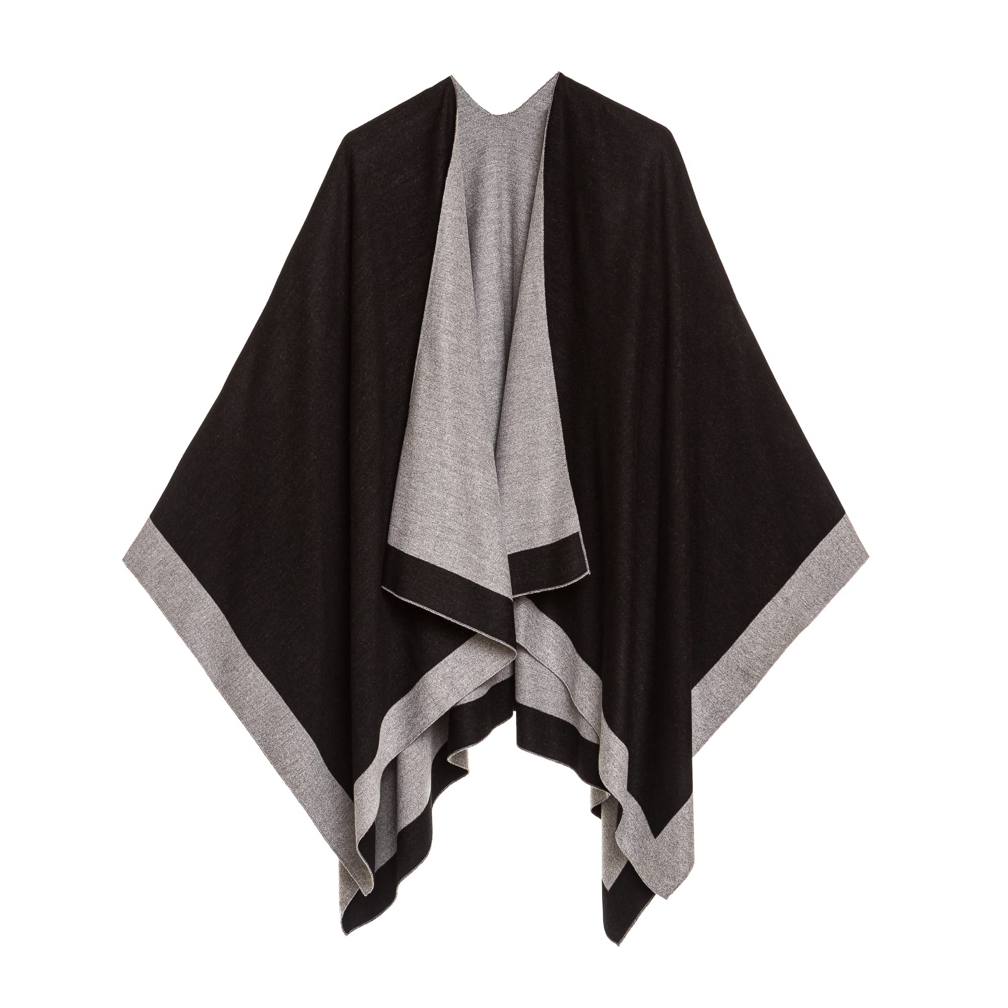 Women's Shawl Wrap Poncho Ruana Cape Cardigan Sweater Open Front for Fall Winter
