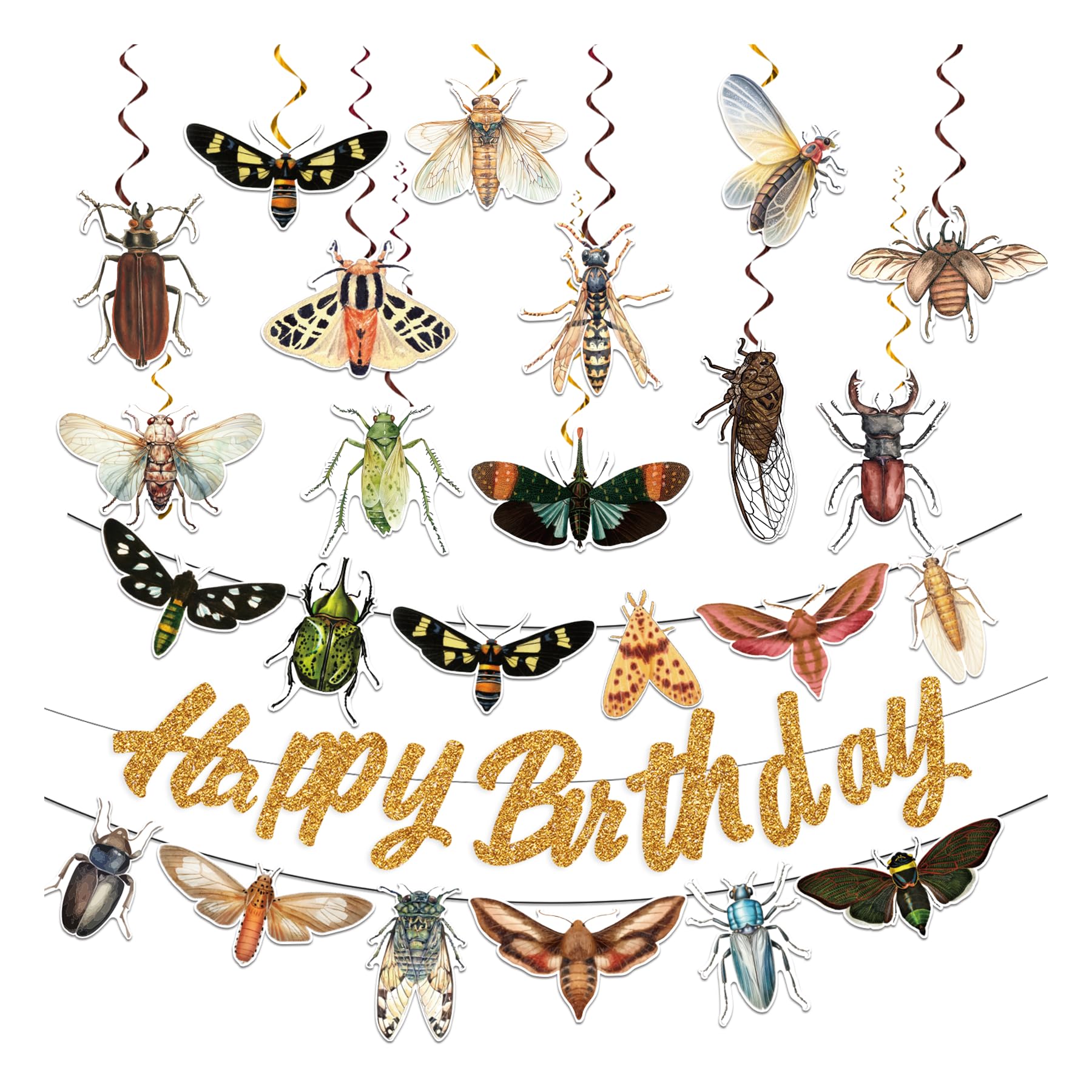 27 Pieces Bug Hanging Swirls Insect Bug Birthday Banners Bug Hanging Decorations Ceiling Swirls Decorations for Bug Birthday Decorations Party Supplies
