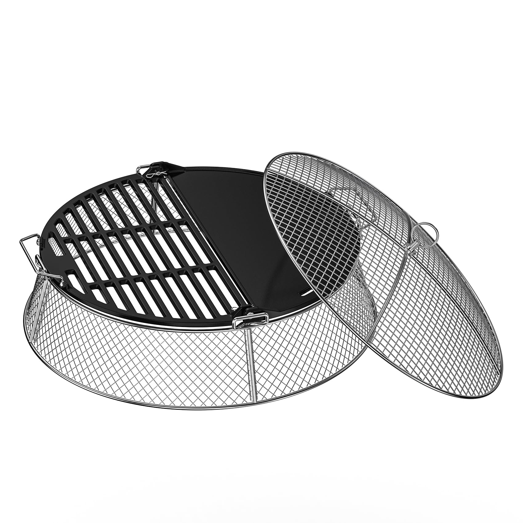onlyfire Kit de Pare-étincelles en INOX pour Bonfire et Summit 19.5 Pouces, Pare-Feu avec Plaque de Cuisson et Grille de Cuisson pour Braséros, Accessoire pour Solo Stove Bonfire et Summit 49.5 cm