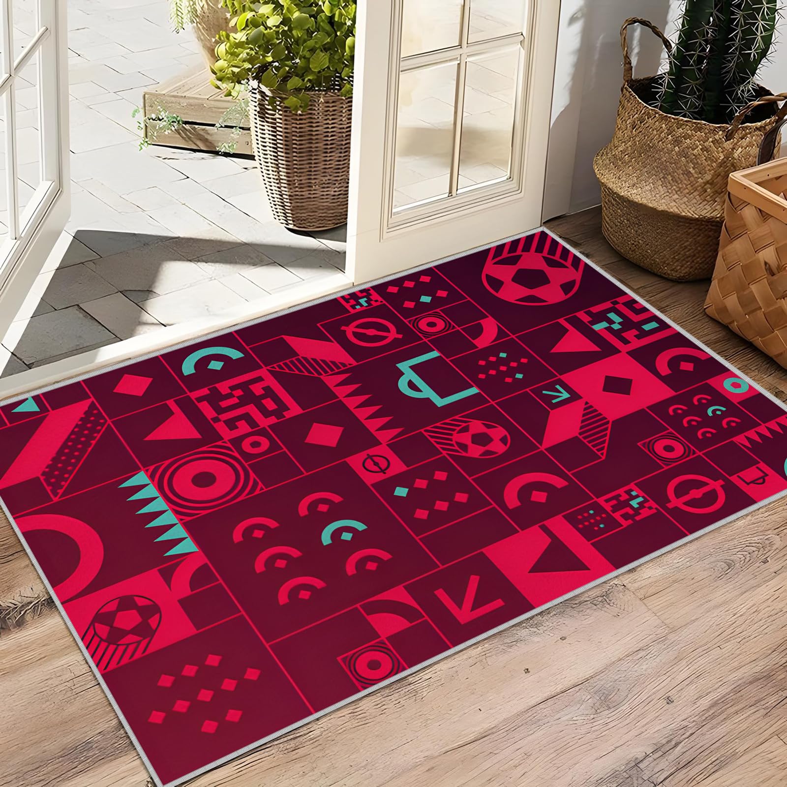 Amazon | カーペット チェック柄 160x160 正方形 幾何学 カーペット 1