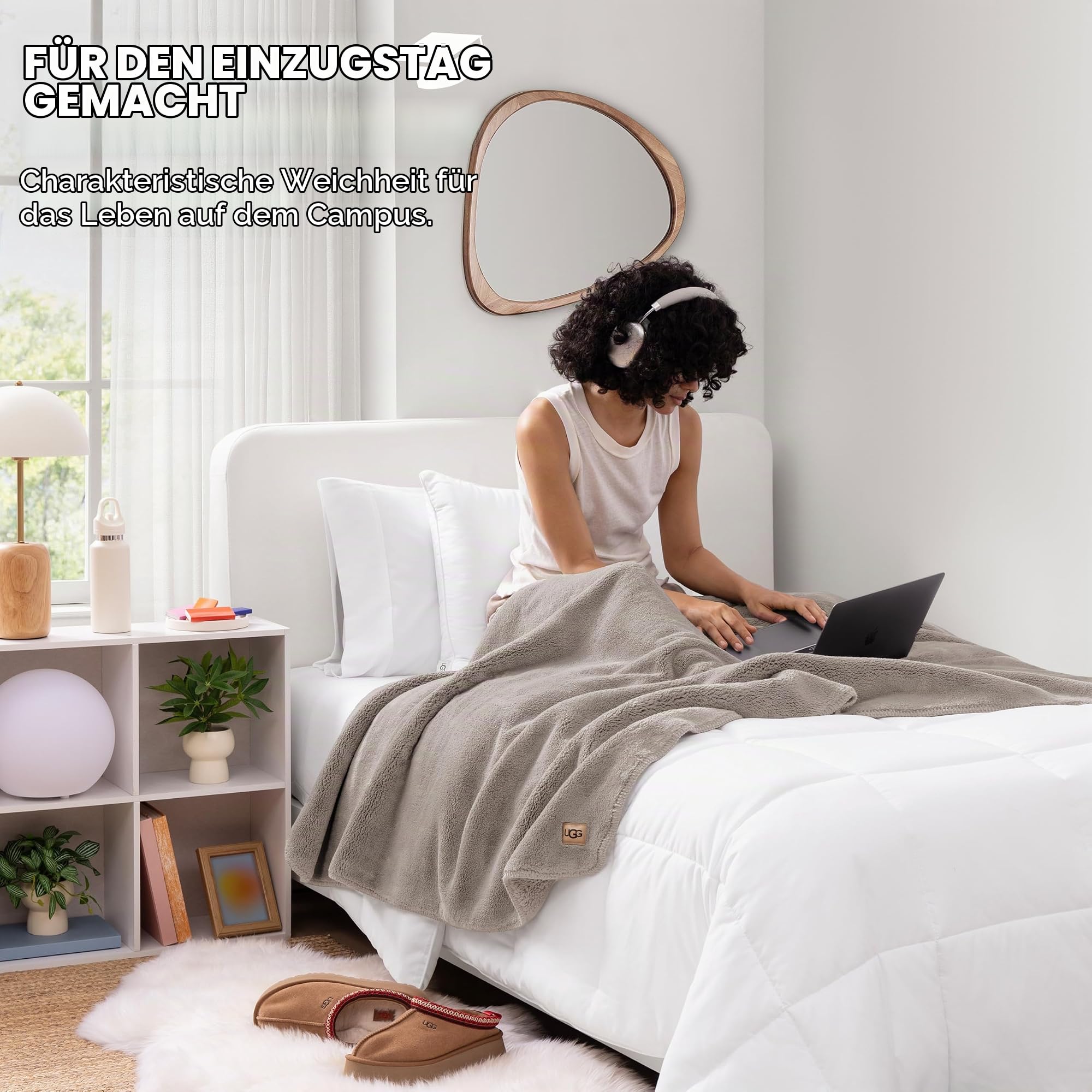 UGG Whitecap – Plüsch-Überwurfdecke für Couch oder Bett – Bequeme, gemütliche Heimdekoration – weiche und luxuriöse Decke für Wohnzimmer oder Schlafzimmer – 127 x 177,8 cm – Schatten