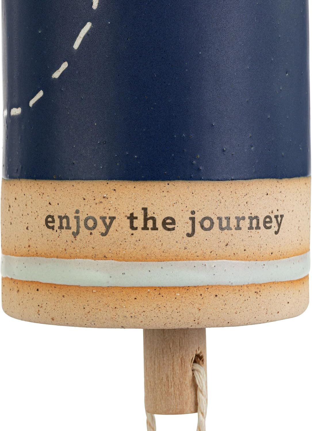 DEMDACO Inspired Enjoy The Journey Blue and Tan 7 x 3 Inch Stoneware Wind Chime, Everyday Indoor Outdoor Garden Decor