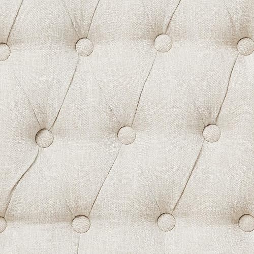 Miniatura 7 de Silla de comedor tapizada de tela de lino beige de la mejor calidad (juego de 2), capuchino