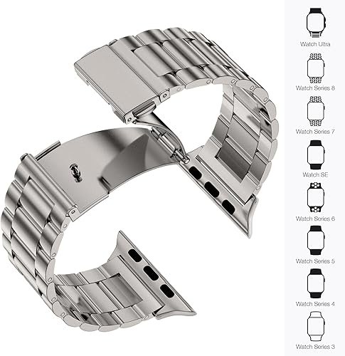Vista 17 de EPULY - Correa de acero inoxidable, ejecutiva compatible con Apple Watch (iWatch) de 1.93, 1.77, 1.73, 1.65, 1.61, 1.57 y 1.50 pulgadas, unisex