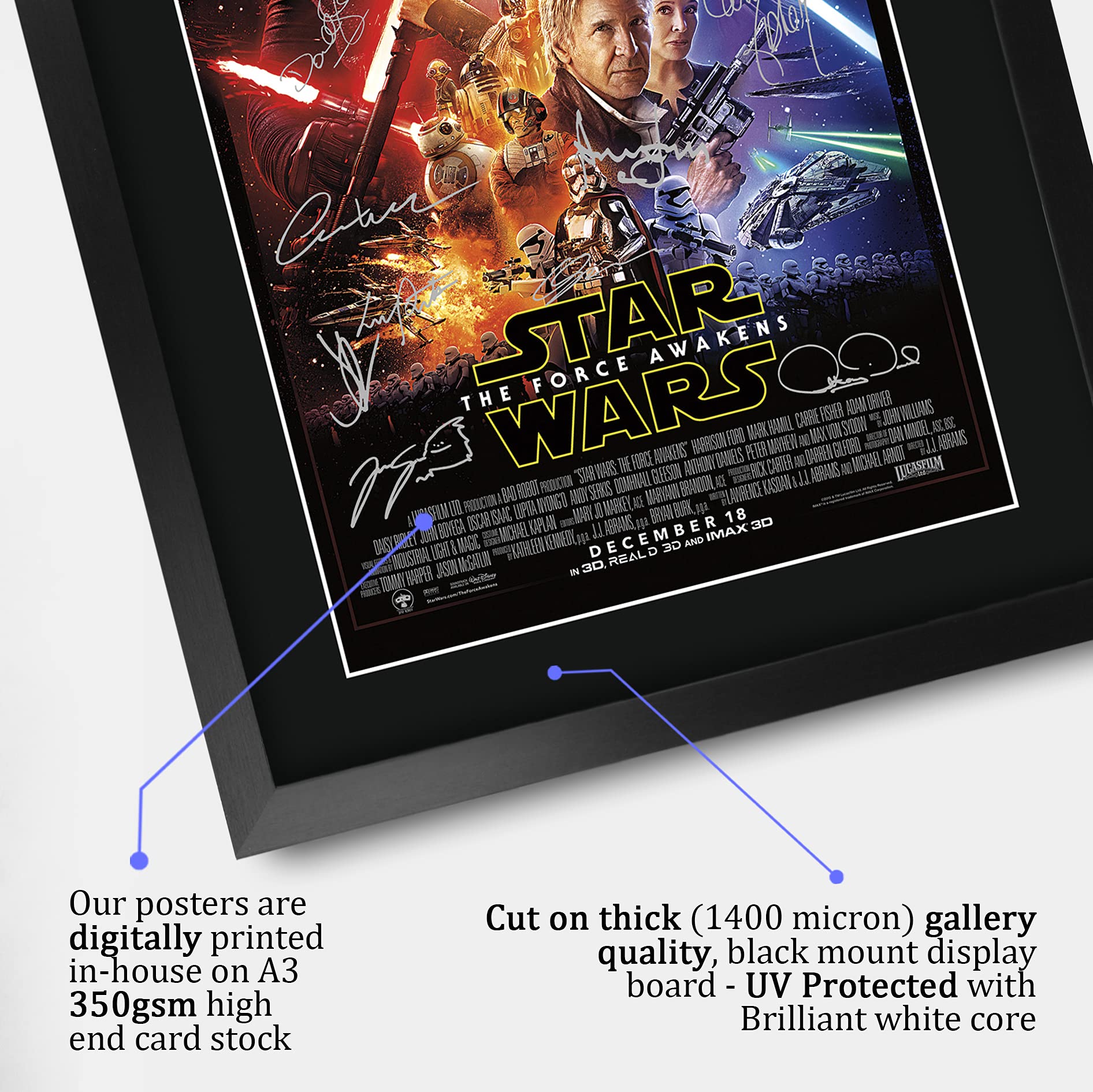 HWC Trading A3 FR The Force Awakens Star Wars Gifts Printed Poster Signed Autograph Picture for Movie Memorabilia Fans - A3 Framed - Image 4