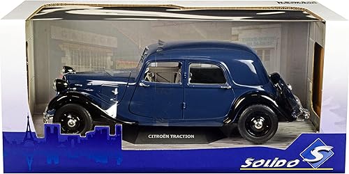 Miniatura 7 de Solido S1800906 - Modelo de automóvil Citroen Traction 1937 azul oscuro y negro 1/18 fundido a presión