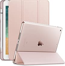 Infiland iPad 9.7 2018 Case with Apple Pencil Holder, Stand Case with Translucent Frosted Back Smart Cover Compatible with Apple iPad 9.7inch (6th Gen) 2018 Release, Rose-Gold - coolthings.us