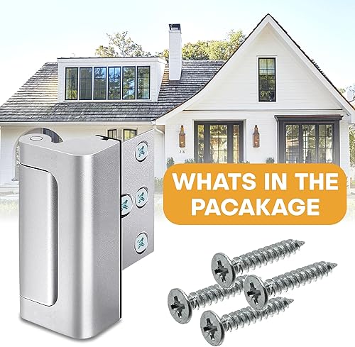 Miniatura 9 de Cerradura de refuerzo de puerta de seguridad para el hogar, paquete de 2 cerraduras de puerta para niños con tope de 3 pulgadas que soporta 800