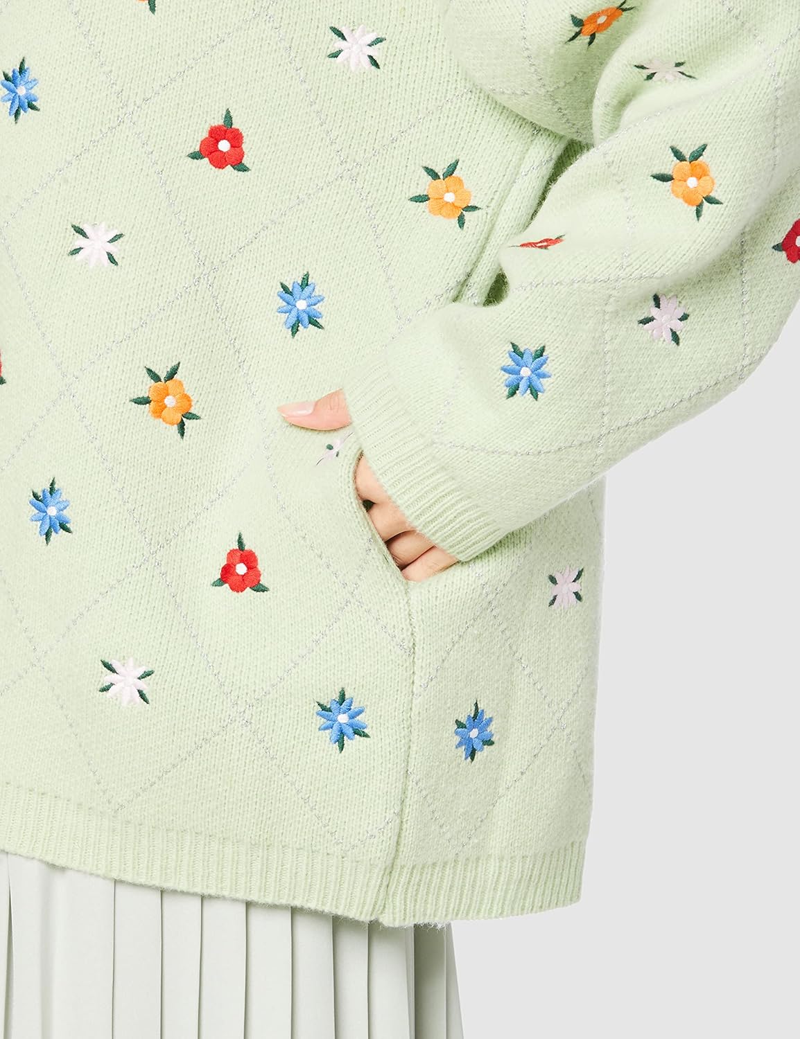 Amazon.co.jp: [コエル] カーディガン 花刺繍ラメ入りカーディガン