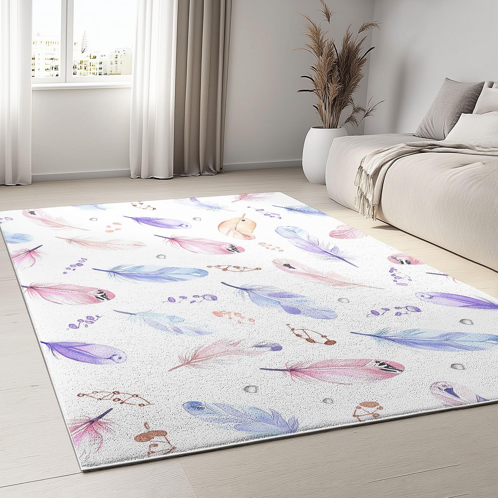 Tapis lavable à pile courte douce et dessous antidérapant blanc 160x230