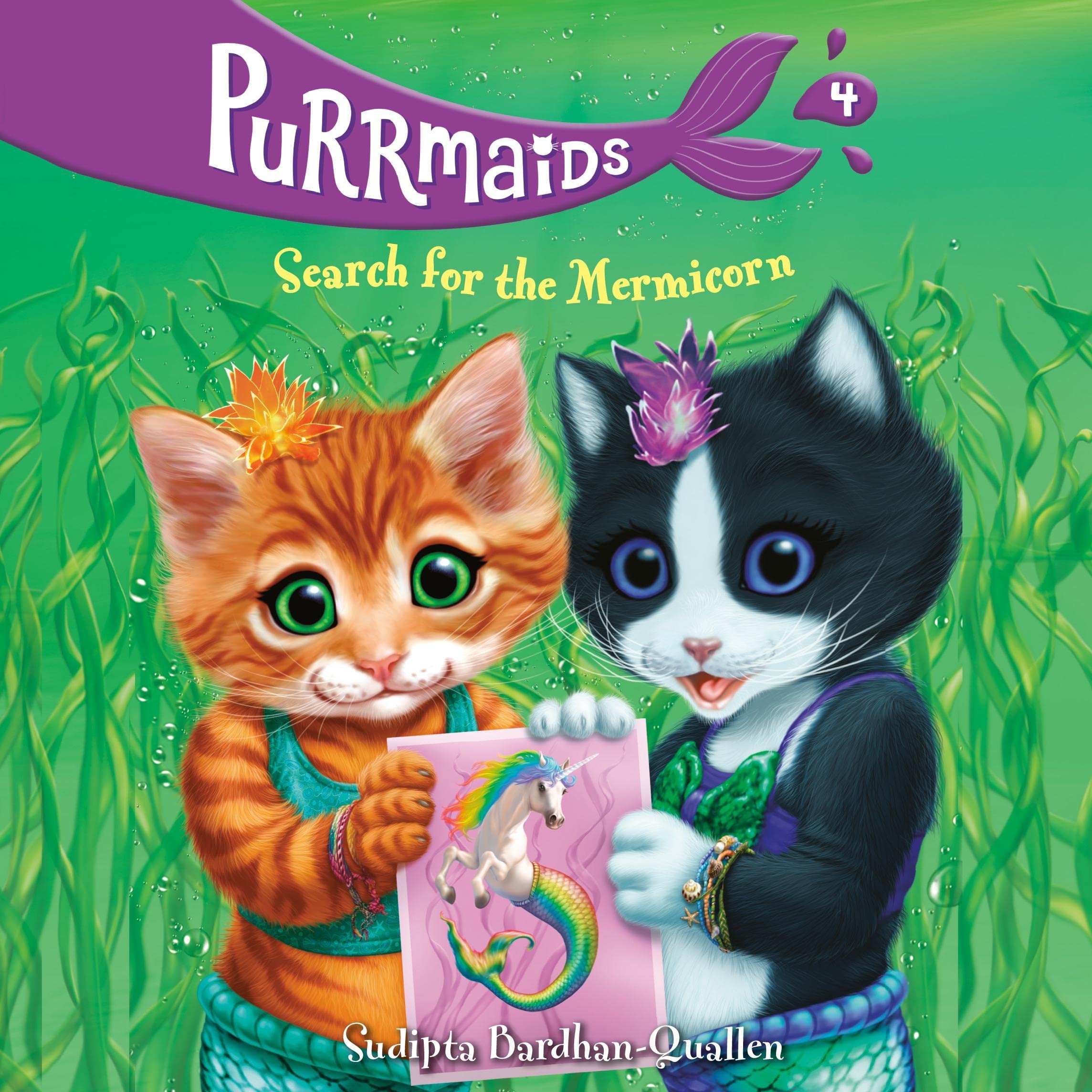 Cover art for Purrmaids #4: Search for the Mermicorn