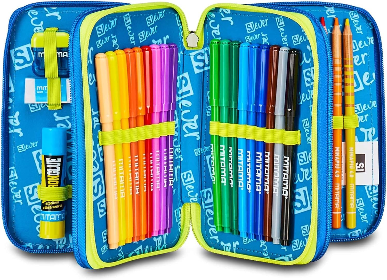 Generico Zaino Scuola Doppio Scomparto Sj Ever Skate Boy CON ASTUCCIO 3 ZIP COMPLETO DI COLORI