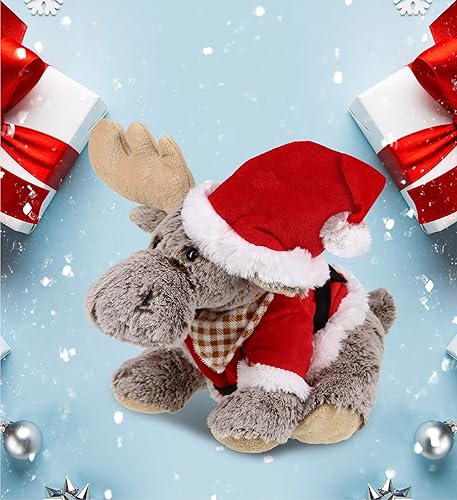 Miniatura 5 de DolliBu Juguete de peluche de alce de Santa Floppy – Disfraz de animal salvaje súper suave con traje de Papá Noel rojo, bonito regalo de vida
