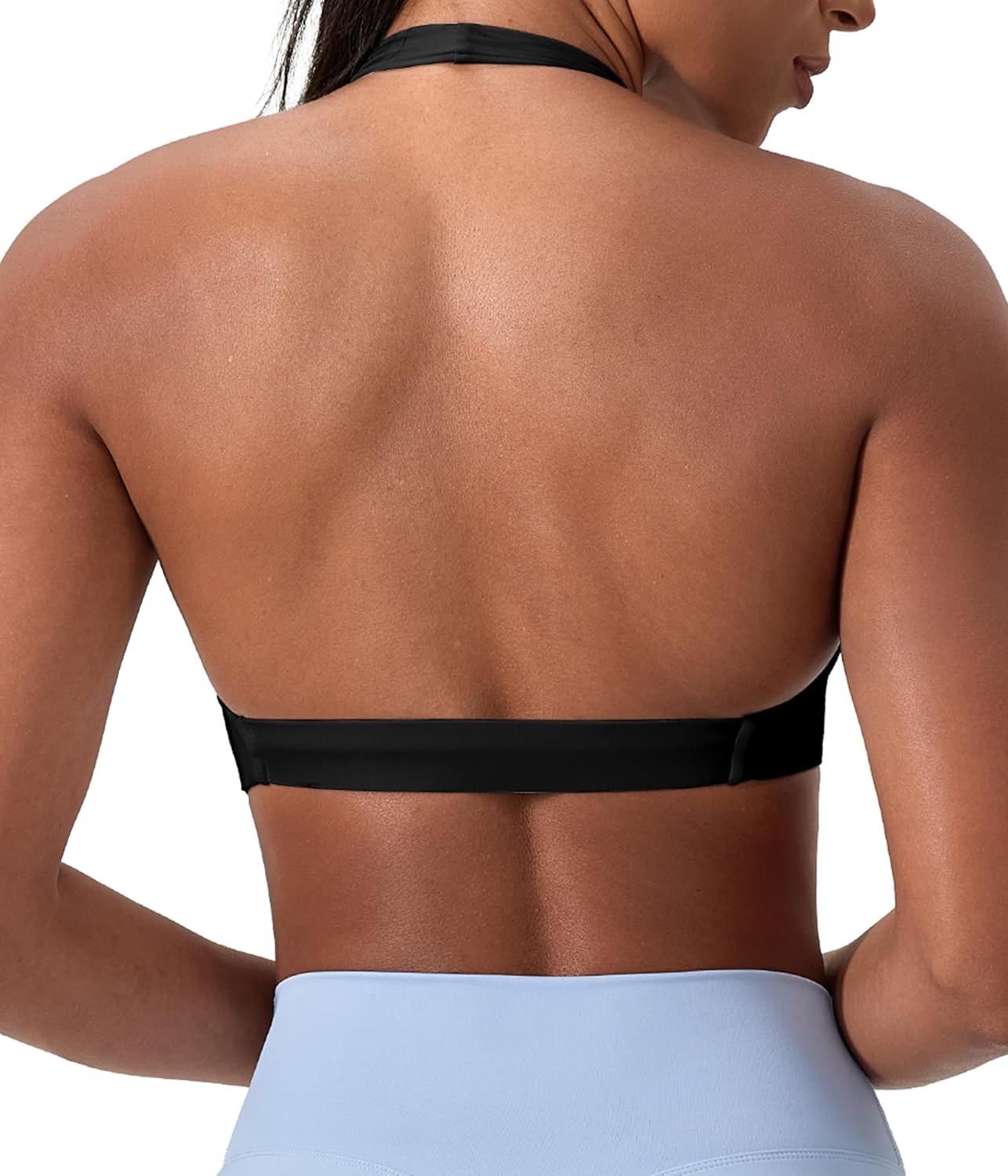 SPVISE Halter Sports Bras for Women Padded Yoga Bra Low Impact Gym Workout Bra Tank Open Back Twist Front V-Neck Everyday Bra - Image 2