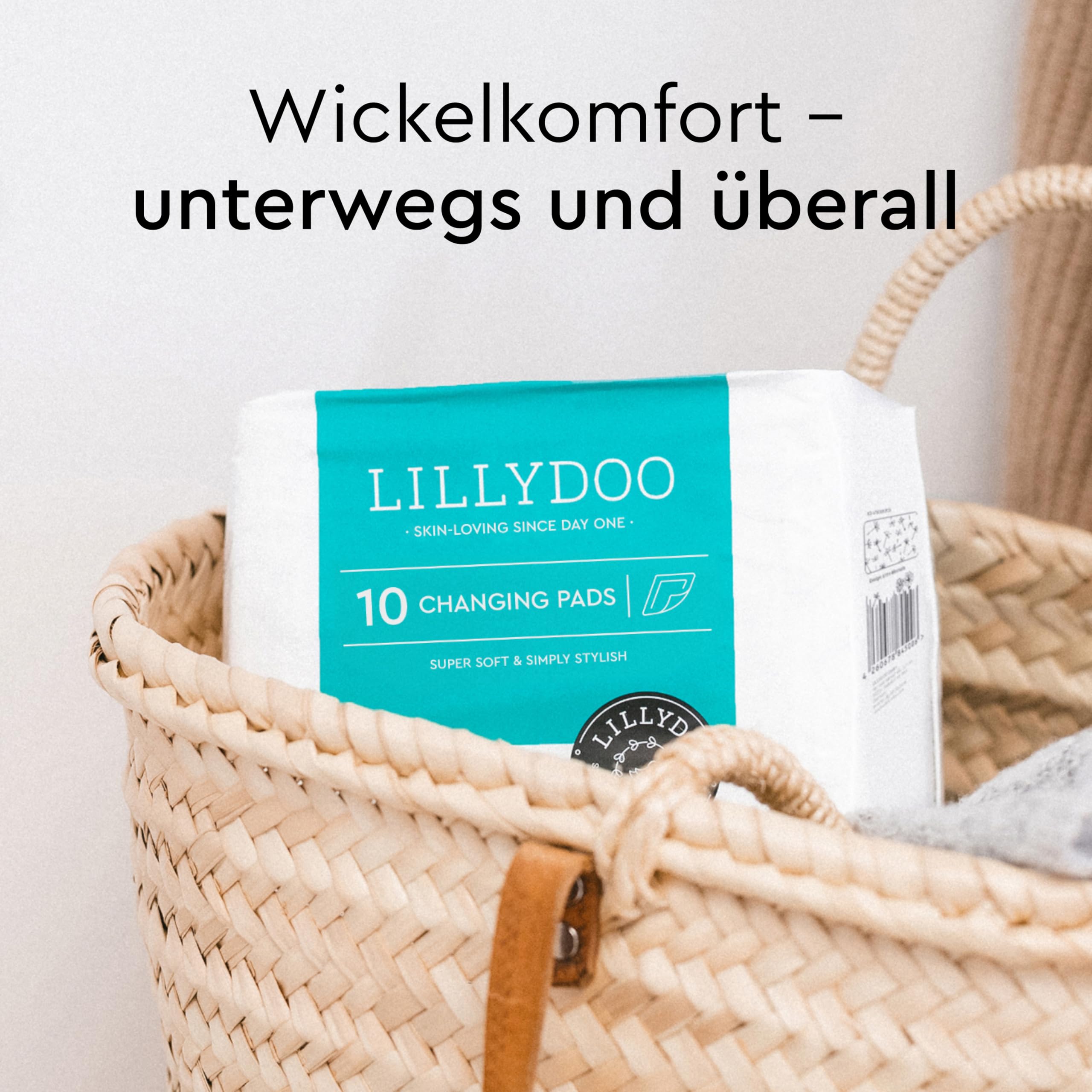 LILLYDOO hautfreundliche Baby Wickelunterlagen 60x 60 cm, 50er Pack (5x10 Stück), Weich, Ohne Parfüme & Lotionen für empfindliche Haut, Dermatologisch getestet