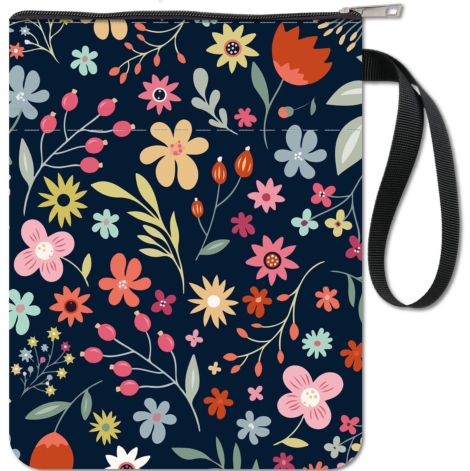CRASPIRE Fundas para Libros de Flores Protector de Libros Fundas para Libros Florales para Libros de Bolsillo Funda de Tela Lavable para Libros con Cremallera Y Bolsillo Adicional para Amantes