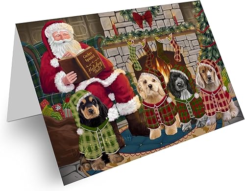 Miniatura 8 de Tarjetas de felicitación de Papá Noel durmiendo con Cocker Spaniel para perros y cachorros  Tarjetas de invitación de mascotas adorables con sobres