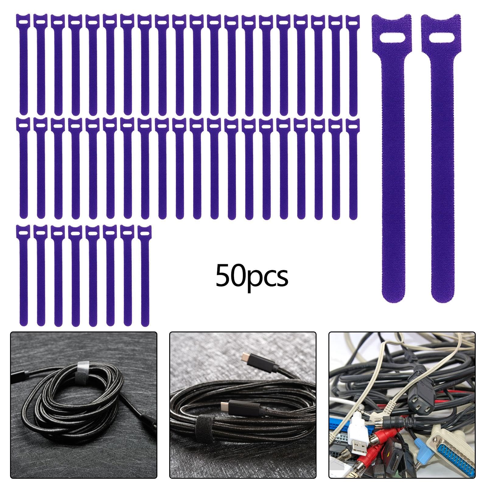 50 Fascette Stringicavo Con Gancio E Anello, Autoadesive, Organizer Per Cavi, Regolabili, Per Casa E Ufficio, Colore: Grigio - 4