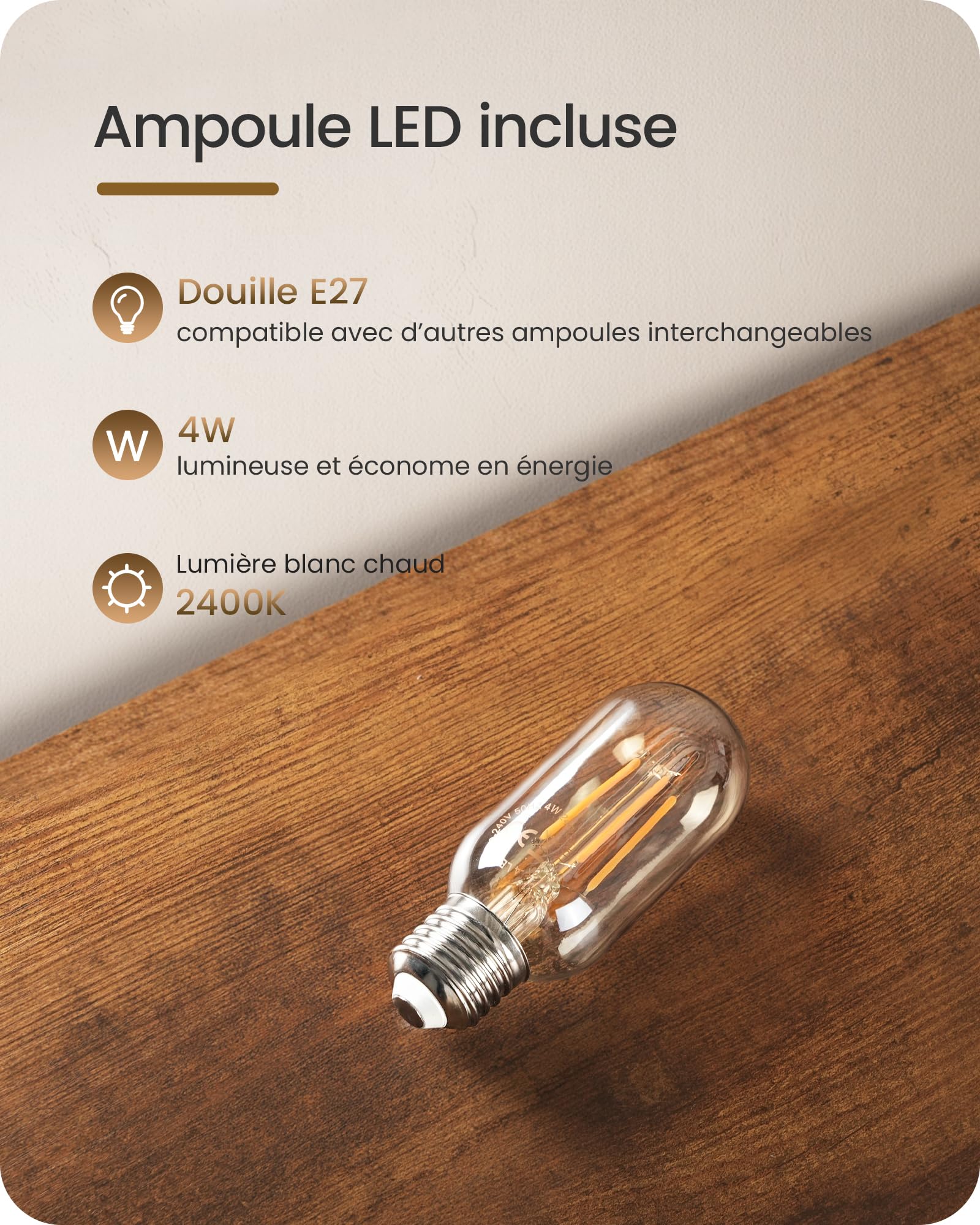 Lot de 2 lampes de chevet boheme rotin, pour chambre | ampoule LED 4W 2400K Incluse, abat-jour en papier rotin avec fils, lampe de table pour salon, bureau