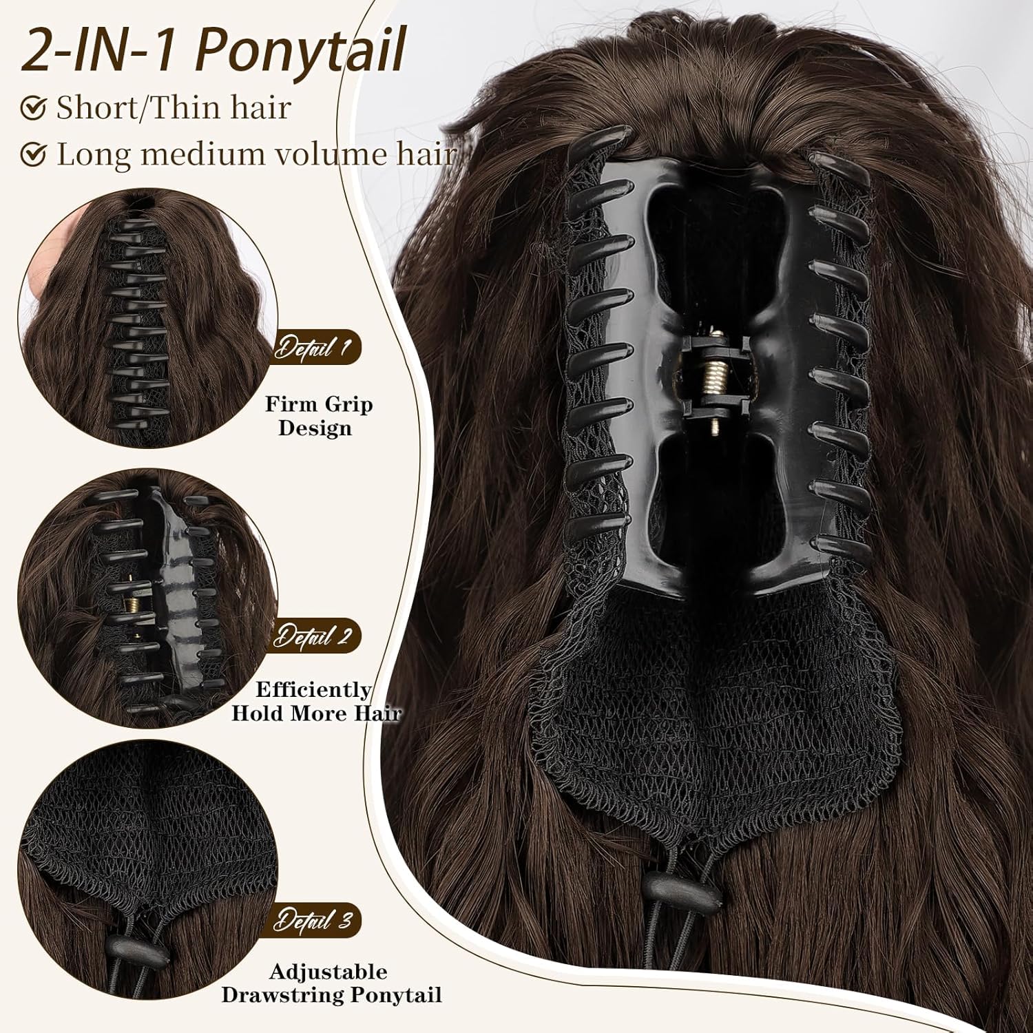PORSMEER Claw Ponytail Hair Extension 30 inches - Image 2