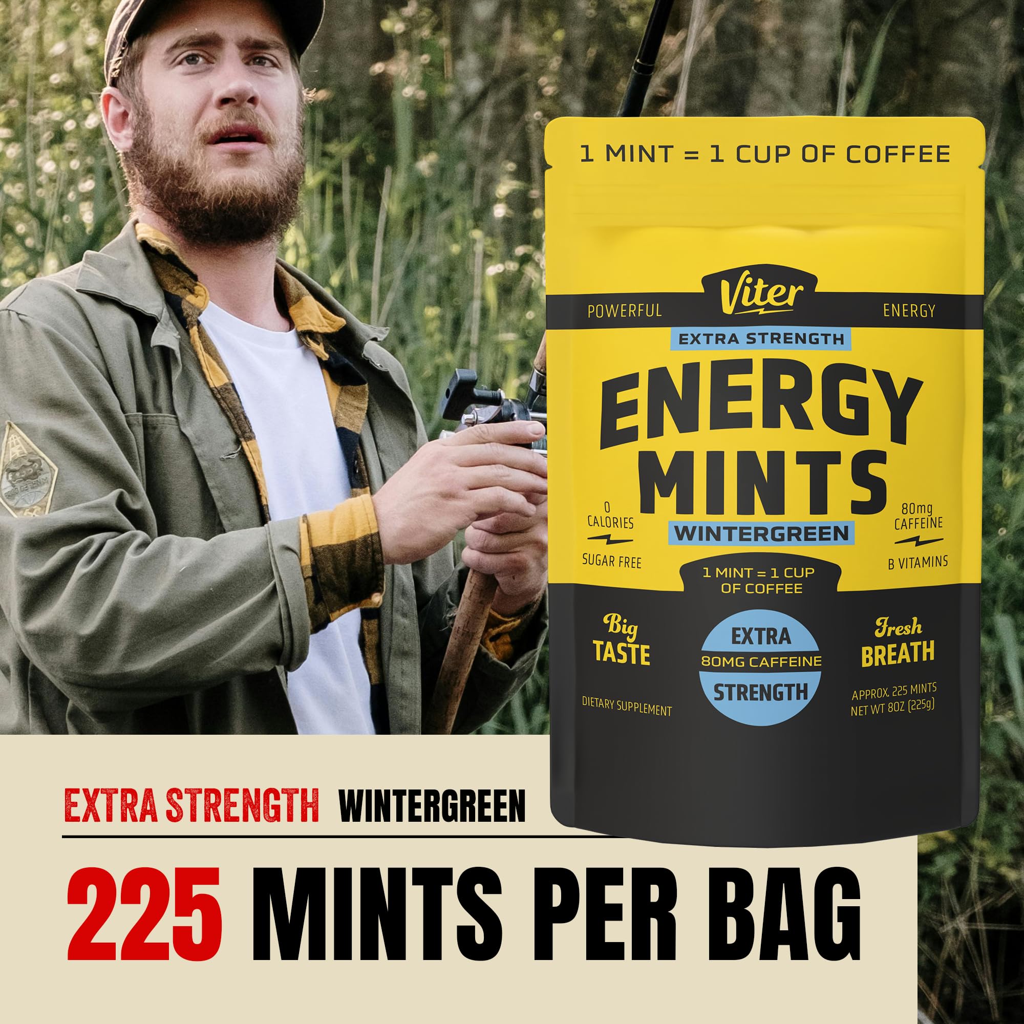 Viter Energy Extra Strength Caffeine Mints 80mg, Wintergreen, 8oz Bulk Bag — Amazon image 4