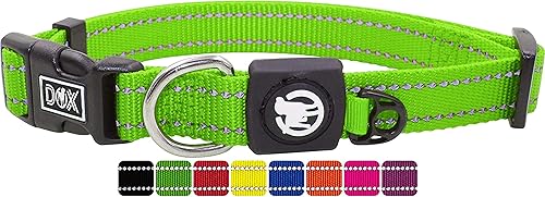 DDOXX Collar de perro de nailon reflectante - Collares fuertes y ajustables para perros - S (verde)