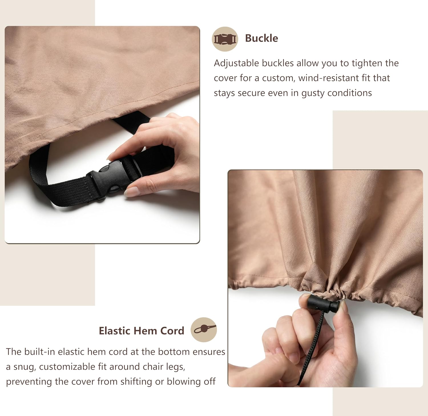 Patio Chair Covers Waterproof Heavy Duty Patio Furniture Covers, 33W x 35D x 36H Inches Swivel Outdoor Chair Cover 2 Pack (Beige)
