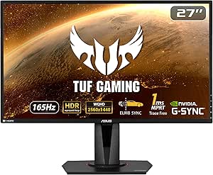 ASUS TUF Gaming VG27AQZ | 27 Zoll WQHD Monitor | 165 Hz, 1ms MPRT, G-Sync kompatibel, HDR 10 | IPS Panel, 16:9, 2560x1440, DisplayPort, HDMI, ergonomisch
